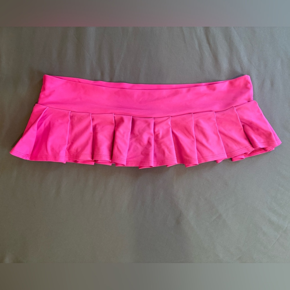 Pink Pleated micro mini Skirt